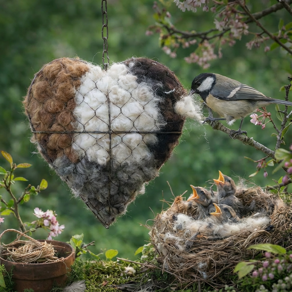 Warmed Homes Bird Nesting Heart