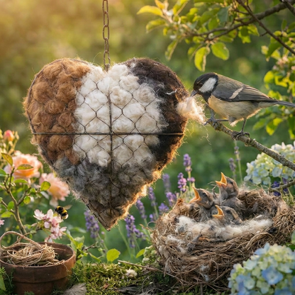Warmed Homes Bird Nesting Heart